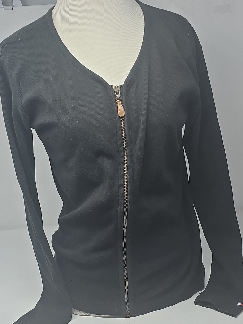 Tommy Hilfiger Black Zip-Front Cardigan Sweater